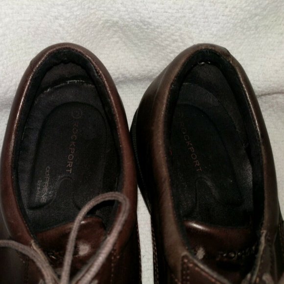 Rockport Brown Leather Adiprene Oxford Derby Shoe Men 10M Dress Casual Plain Toe